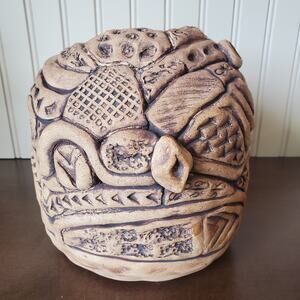 Beautiful Signed SHP Hand Coiled Studio Art Pottery Vase Highly Detailed Unique